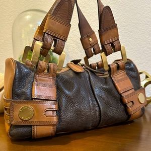 Michael Kors Harness Brown and Tan Leather Satchel